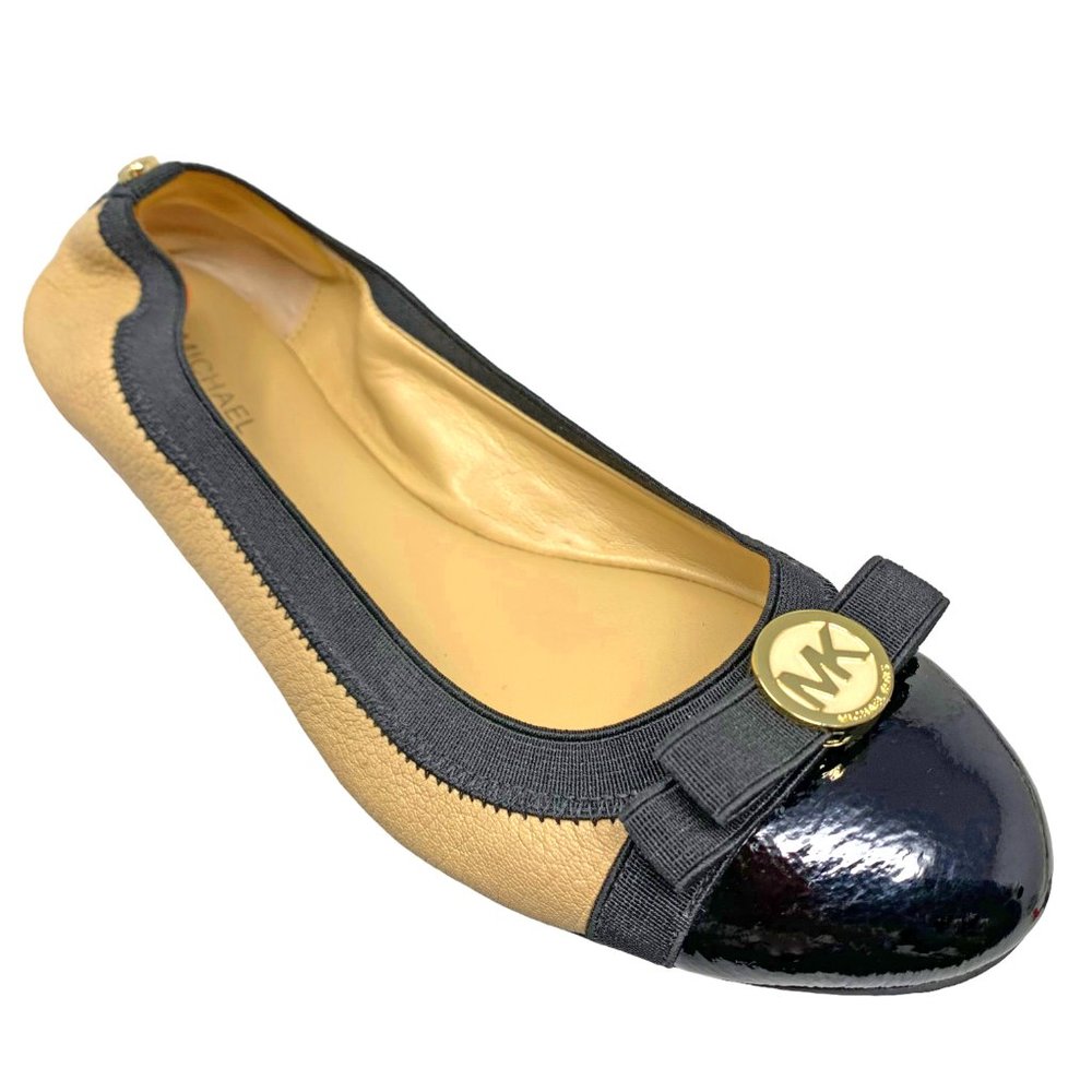 MICHAEL Michael‎ Kors Dixie Leather Cap Toe Logo Ballet Flats
